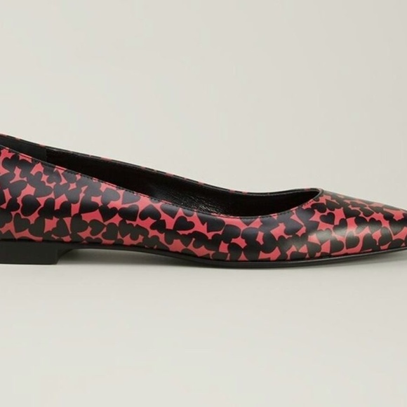 Saint Laurent YSL Paris 10 Ballerina Pointed Toe Leather Flats Hearts 39.5 9 - Picture 5 of 5
